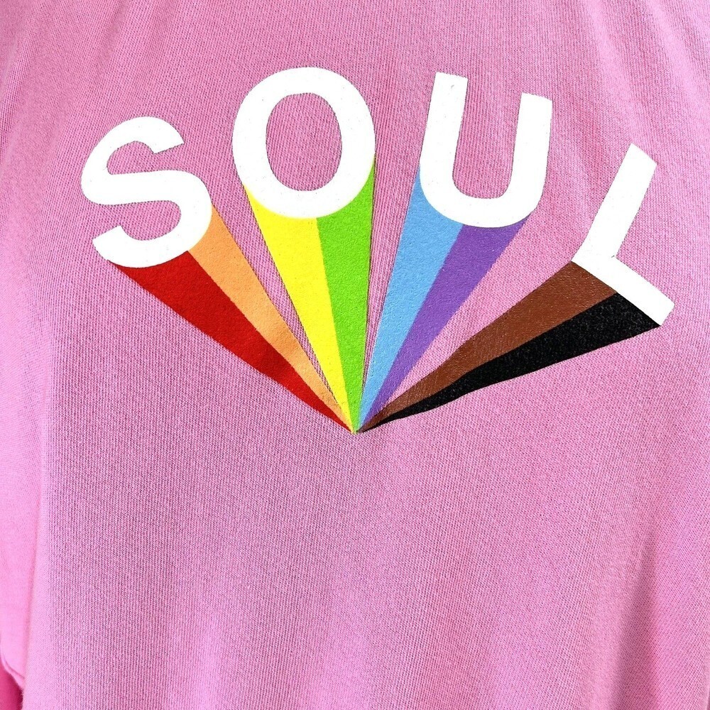 Soulcycle Pullover Top Women Medium Pink Graphic Mattie Crop Sweatshirt Cotton - Picture 5 of 11